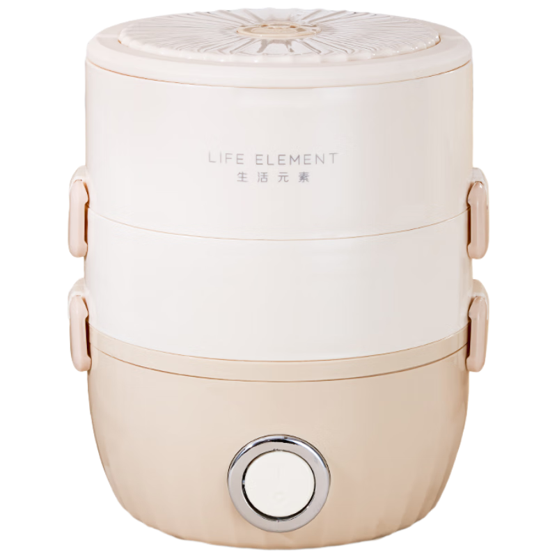 LIFE ELEMENT Electric Food Warmer, Insulated Lunch Box with Heating Function, Hot Meal Maker, Quiet Low-Pressure Ceramic Inner Pot, Double-Layer Large Capacity, Plug-In Steaming And Cooking - F2