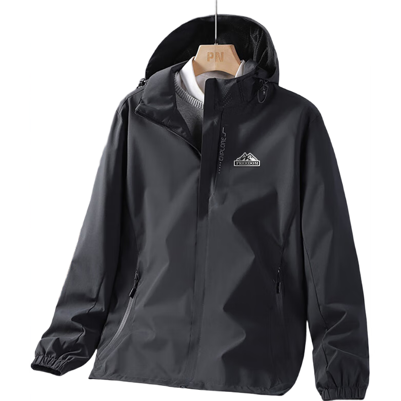 VANCAMEL Men's Spring Autumn Jacket Outdoor Casual Sports Hooded Mountaineering Coat Dark Gray L