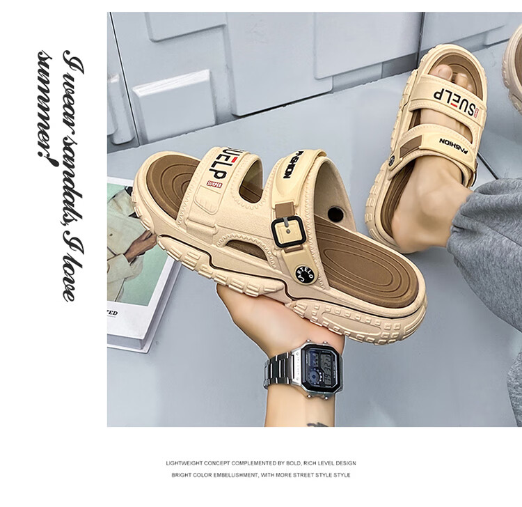 CARTELO Men's Slippers for Outdoor Wear, Thick-Soled Casual Sandals for Summer 2026, Breathable Beach Shoes 7
