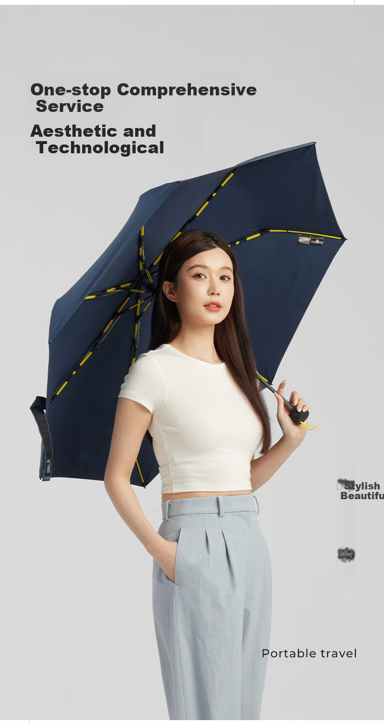 OBSU Dual Fiber Chopsticks Three-Fold Sunshade Umbrella Deep Space Black Dual Fiber Sunshade Umbrella 4