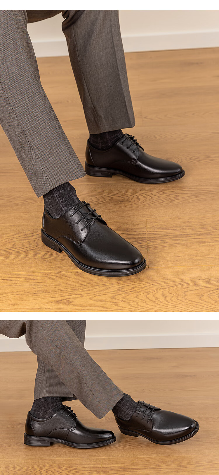 Aokang Men's Shoes, Spring Derby Shoes, Business Formal Wear, Commuter Shoes for Work And Weddings, Groom's Leather Shoes, Brown, Size 40 3