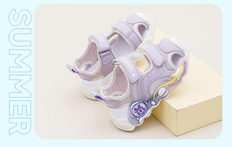 Babu Bean Boys Summer Closed-Toe Sandals Toddler Lightweight Baby Shoes 105352044 Navy Blue/Beige Size 26 3