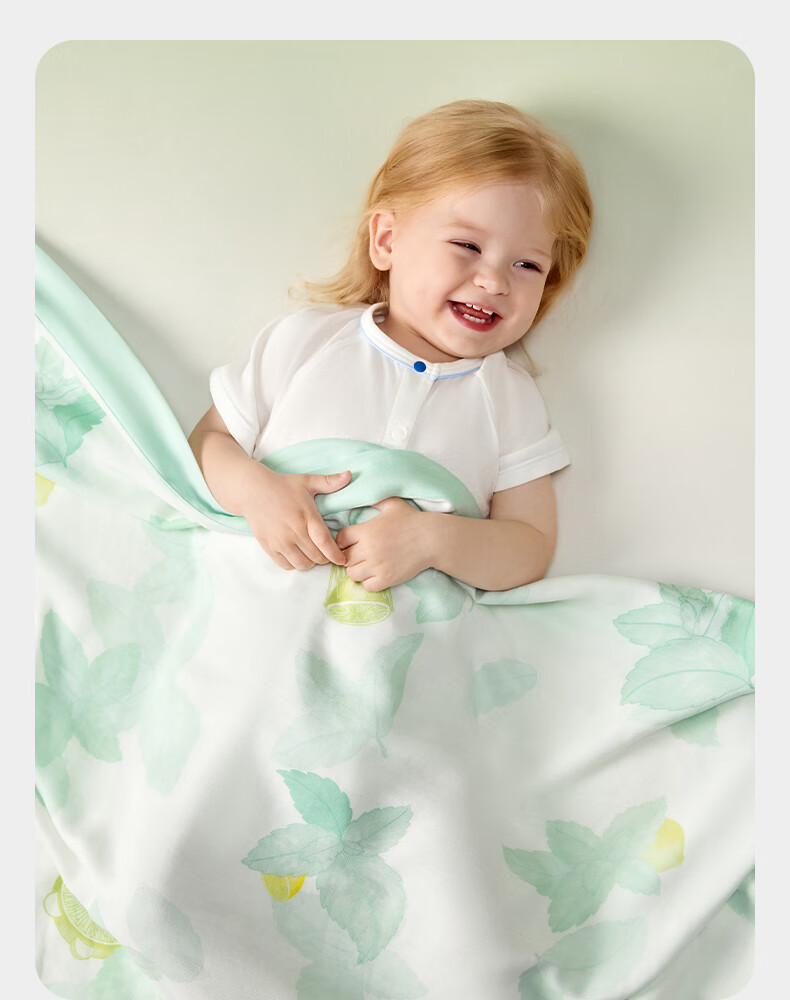 Babycare Summer Baby Air Conditioning Quilt, Cooling Blanket, Natural Cool Gauze Blanket, Mint Ice Lemon Flavor, 110*140CM 23