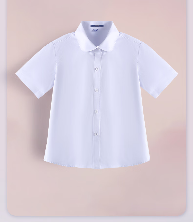 Luomeng Children's Short-Sleeve White Shirt, Girls' School Uniform, Spring And Summer Blouse for Older Children, Performance Student Class Uniform, White, Size 150 3
