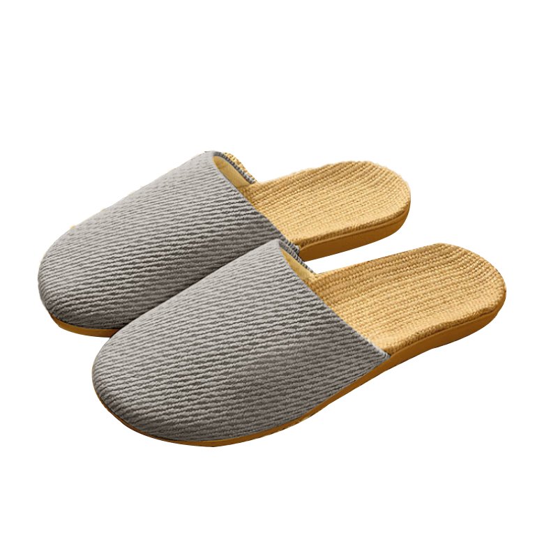 FOOTOPPO Baotou Linen Japanese Style Unisex Slip-On Anti-Slip Summer Indoor Home Slippers