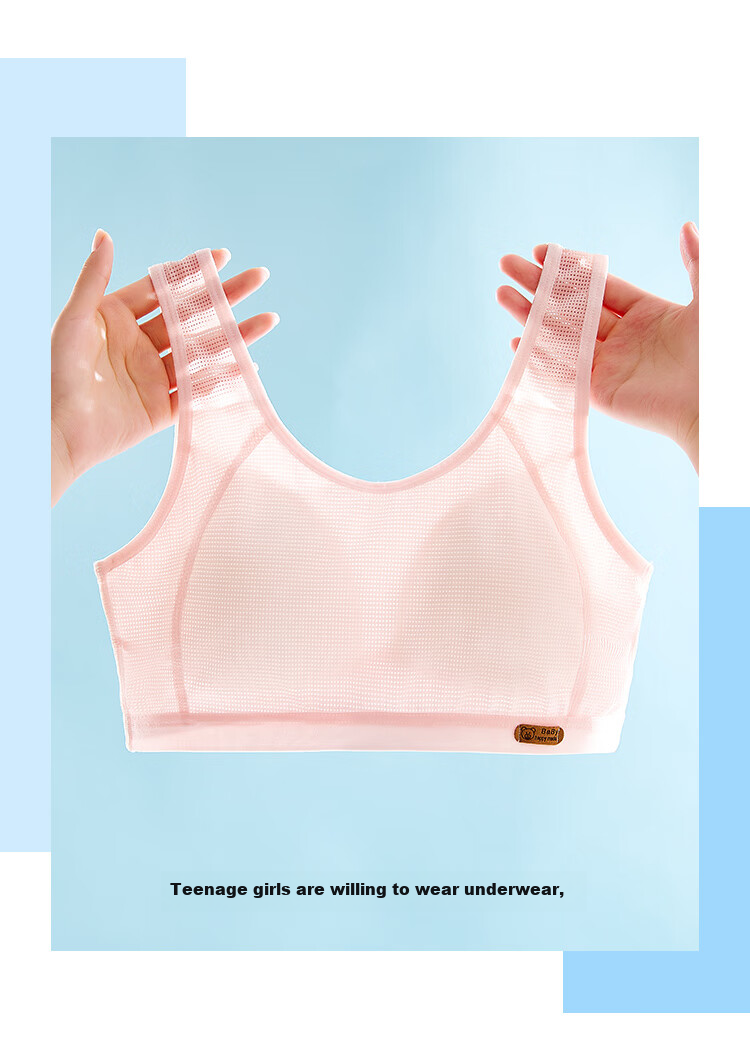 LangSha Girls' Underwear, Puberty Bra for Ages 9-12, Sports Anti-Shock Camisole, Children's Bra for Elementary School Students, White, M 8