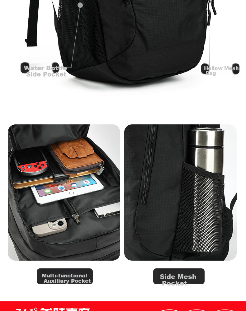361° Men's Backpack, Commuter Business Backpack, Large Capacity, Lightweight, Waterproof, for Business Trips And Travel, Laptop Bag, Black 9
