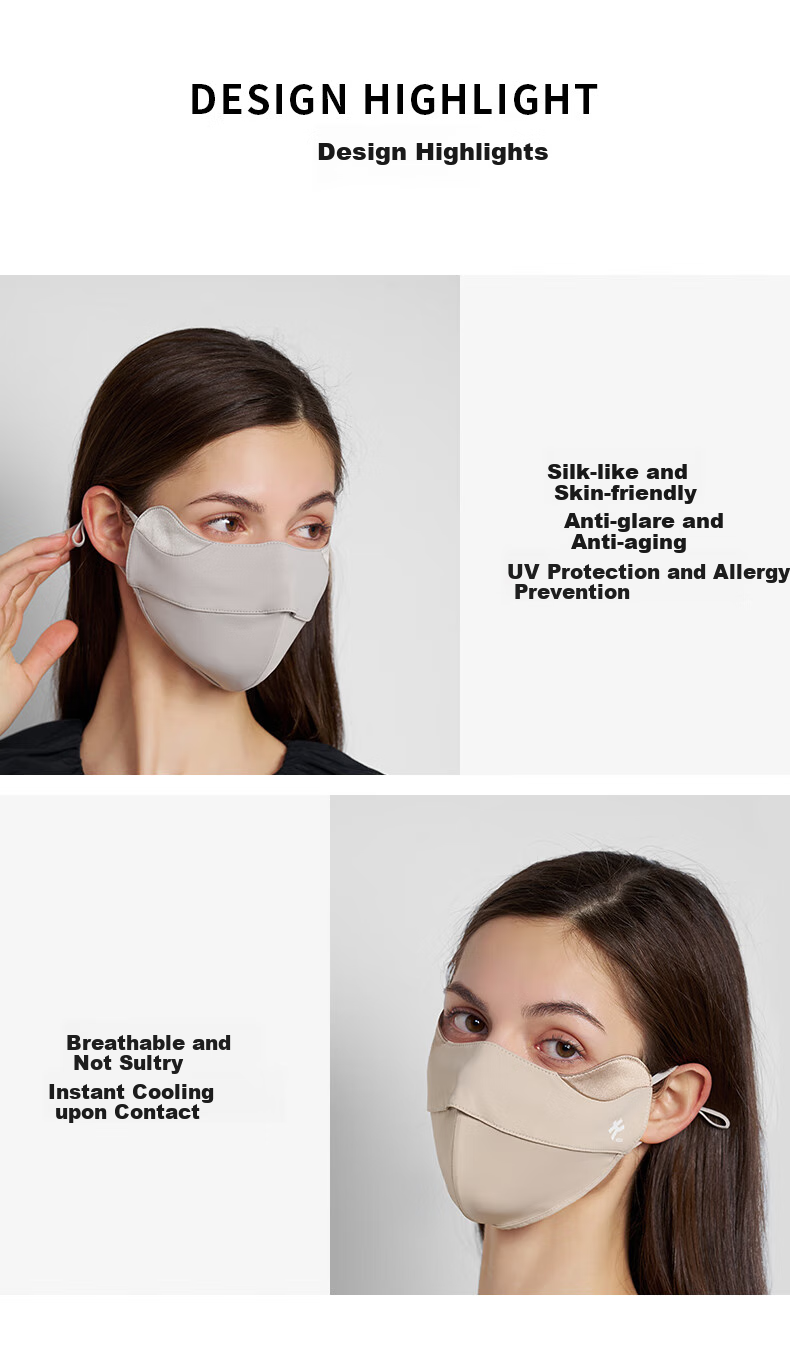Kenmont Silk Spring And Summer Sun Protection Face Mask for Women, No Makeup Required, Anti-Allergy, Breathable, Skin-Friendly, Eye-Protecting, Cooling Face Mask 6179 8