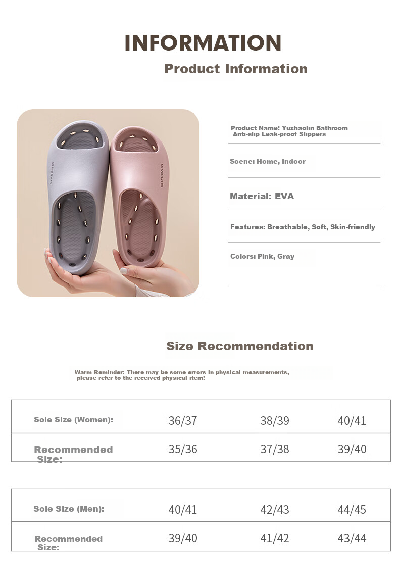 YUZHAOLIN Non-Slip Slippers for Men And Women, Indoor Bathroom Shower Anti-Slip Quick-Drying Sandals YR312 Gray 40/41 3