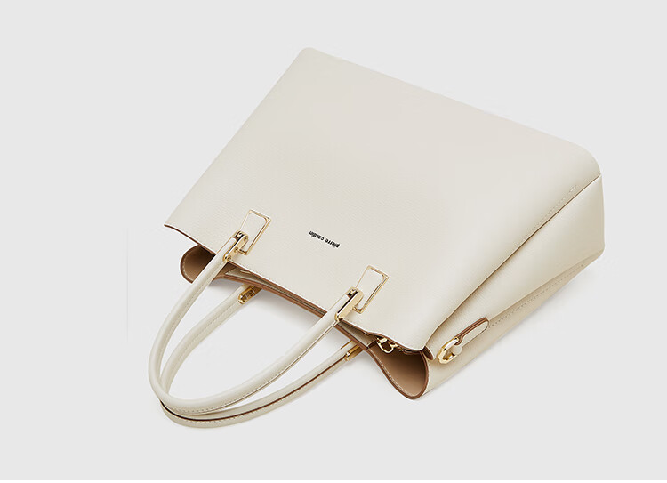 Pierre Cardin Women's Handbag, Holiday Birthday Gift, High-Quality Fashion Cowhide Tote Bag, Shoulder Crossbody Bag, Apricot Color, Gift Box Included 10