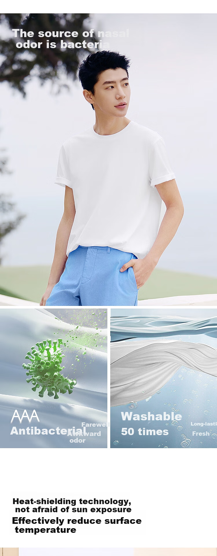 Semir Cool-Touch T-Shirt | Men's Short Sleeve T-Shirt, Moisture-Wicking, Quick-Drying, Antibacterial White T-Shirt, Versatile Summer Top, Heat-Resistant 109325100101 5