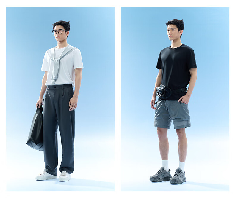 MiiOW Summer Men's Short Sleeve Liquid Ammonia 100% Cotton Crew Neck Casual Sports Base Shirt 14