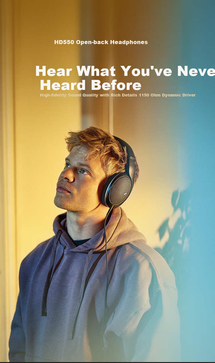 Sennheiser HD550 Wired Headphones, Open-Back HiFi Headphones, Over-Ear High-Fidelity Music And Gaming Headphones, Gift 1