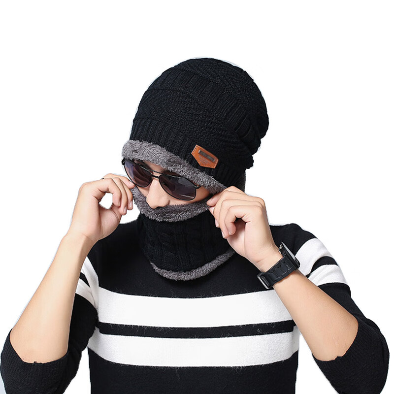 Adandyish Electric Vehicle Cold-Proof Wool Hat Neck Gaiter Set, Autumn And Winter Windproof Warm Cotton Knitted Hat Cover with Ear Protection for Men And Wome