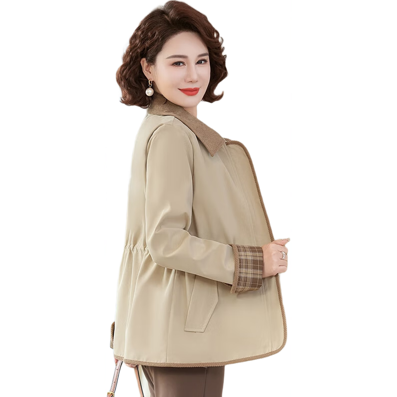 Qiufuluo Mama Spring 2026 New Loose Jacket Middle-aged and Elderly Women's Spring and Autumn 50s 60s Windbreaker Casual Stylish Coat
