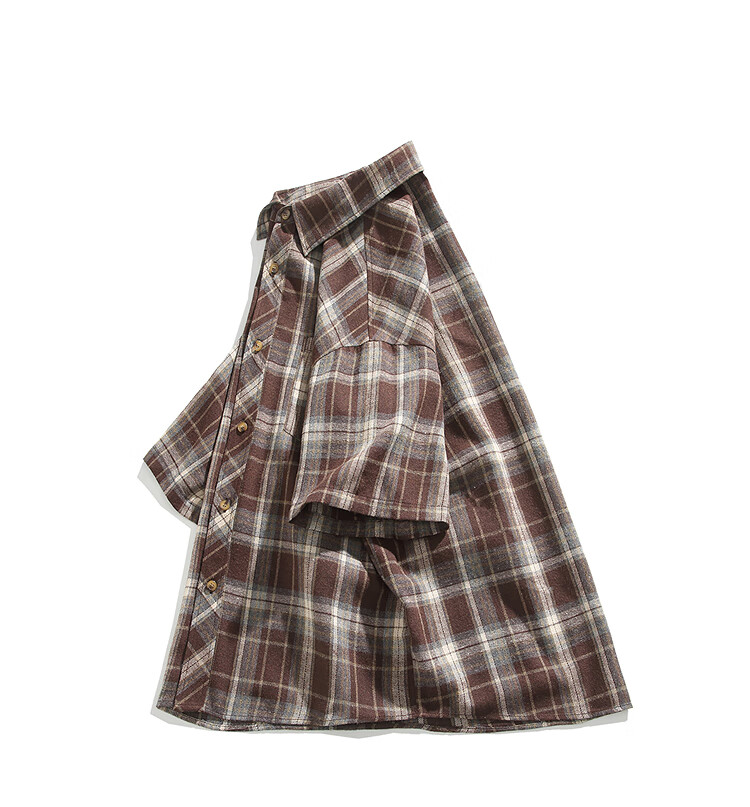 CLOR American-Style Casual Retro Loose Shirt, Spring And Summer Plaid Trendy Short-Sleeve Jacket, CLCX06 Black XL 10