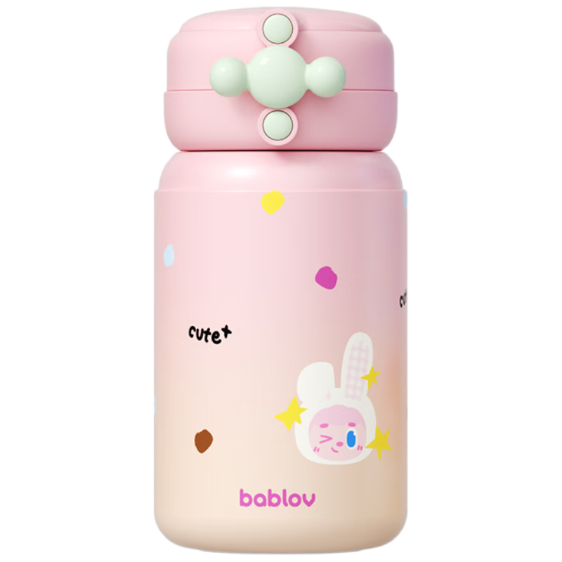 BABLOV Insulated Kids 316L Stainless Steel Portable Silicone Straw Water Bottle
