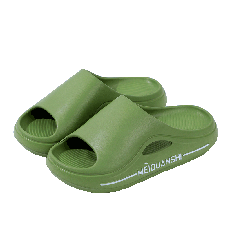 Grace EVA Thick Sole Fashion Breathable Slippers Women Soft Sole Outdoor Bathroom Comfortable Sandals Men Green Size 40-41