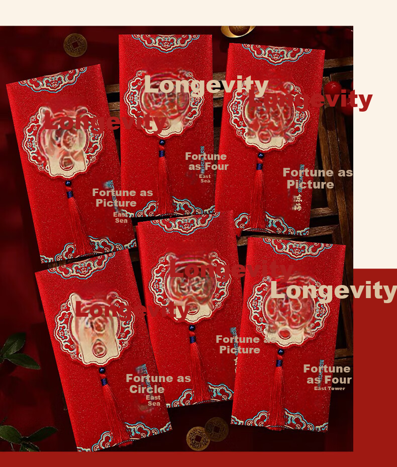 Mengqiao Ten Thousand Yuan Red Envelope Large Size, 2 Pieces, for Elderly's Longevity Celebration And Birthday Gift Money Envelope, Festive Red Packet, Auspicious Longevity Style Gift 6