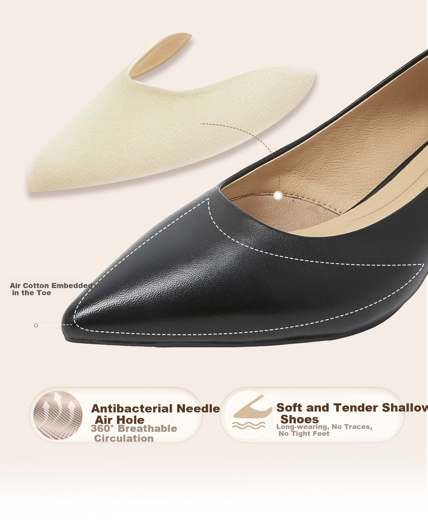 COMELY Lambskin High Heels for Women, Spring And Summer New Style, Pointed Toe Professional Shoes, Thin High Heels, Shallow Mouth Pumps, Beige, Size 38 7