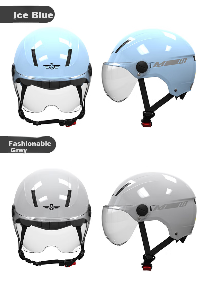 Mypick Electric Bicycle Helmet Summer Half Helmet A-Class National Standard 3C Certified Sun Protection Breathable Unisex Safety Helmet for Electric Scooters And Motorcycles Fashionable Gray with Short Visor 16
