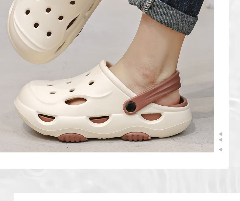 Huameijianbu Men's Outdoor Quiet Thick-Soled Non-Slip Beach Sandals with Perforated Design, HM2426 White And Black, Size 40-41 16