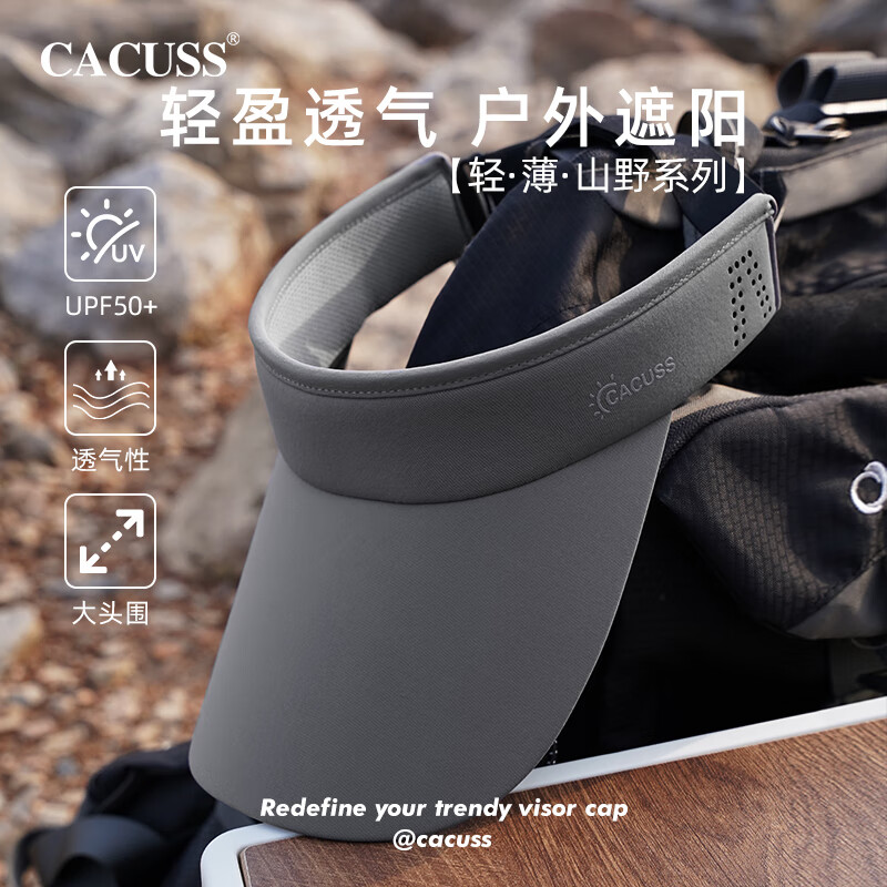 CACUSS Sun Protection Hat, Visorless Sunhat for Men, Summer UV Protection Lightweight Outdoor Fishing Sun Hat, Ice Silk Deep Gray