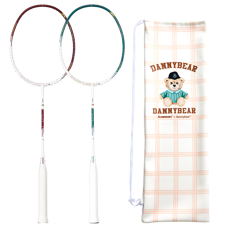 KAWASAKI Badminton Racket, Full Carbon Single Racket, 5U Ultra-Light Offensive Type, Danni Bear Co-Branded Edition, Vintage Green (Pre-Strung)