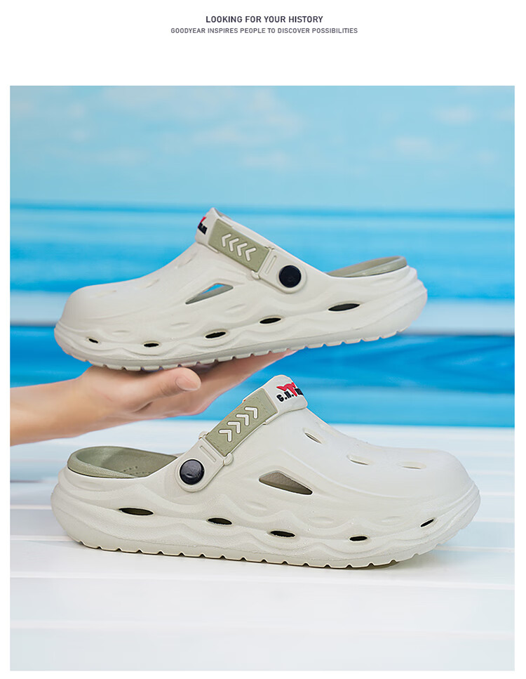 Bull Family Men's Summer New Casual Breathable Beach Shoes Thick Sole Dual-Use Clog Slippers with Soft Cushioning 13