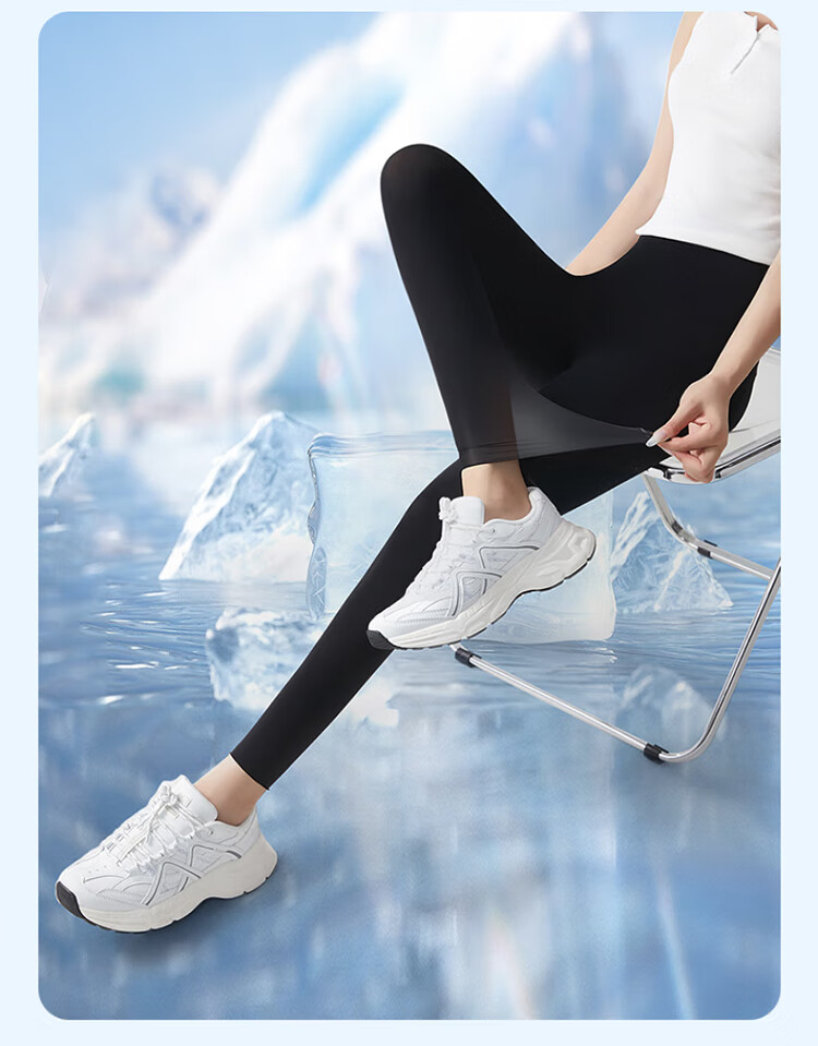 LangSha Ultra-Thin Summer Leggings for Women, Ice Silk Antibacterial Sun-Protective Stretchy Plus Size 9/10 Pants, Maternity Shark Pants 12