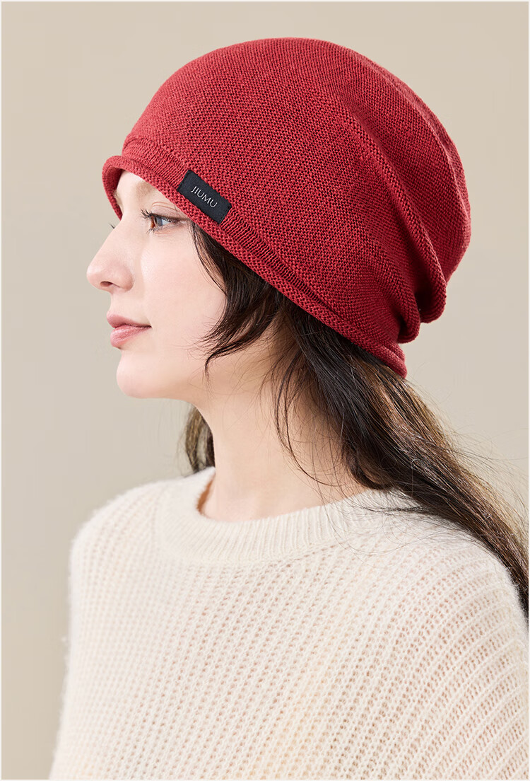 JIUMU Linen Hat Unisex Headwrap Cold Weather Thin Summer Knit Beanie Warm Air Conditioning Cap Maternity Sleep Cap 17