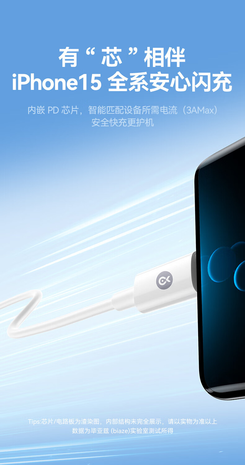 BIAZE 2-Pack Dual-Head Type-C Charging Cable PD60W Car Data Cable for IPhone 18/17/16/15 Pro Max, Xiaomi, Huawei Phones 1.5 Meters 2