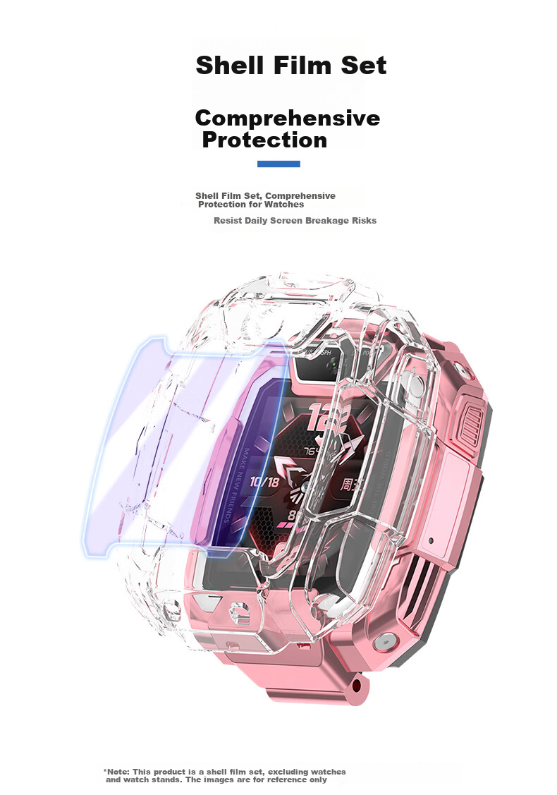 KMaxAI Protective Case And Screen Protector for Huawei Children's Watch 5 Pro, Set of 2: Soft Rubber Case + Screen Protector, Anti-Scratch Eye Protection Film, Protective Shell Tempered Glass Film, Transparent 4