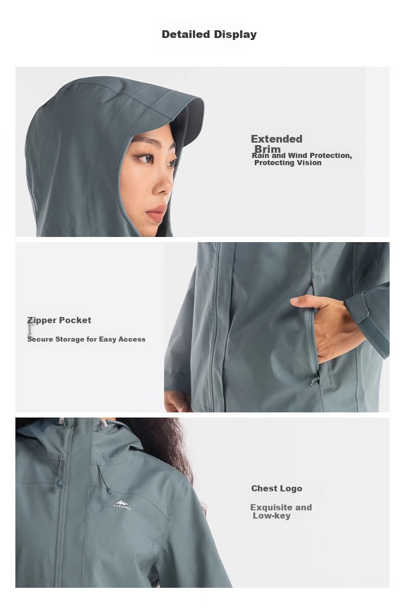 DECATHLON Women's Outdoor Jacket, Windproof And Waterproof, Lightweight for Spring And Summer, MH150 White-5114381 12