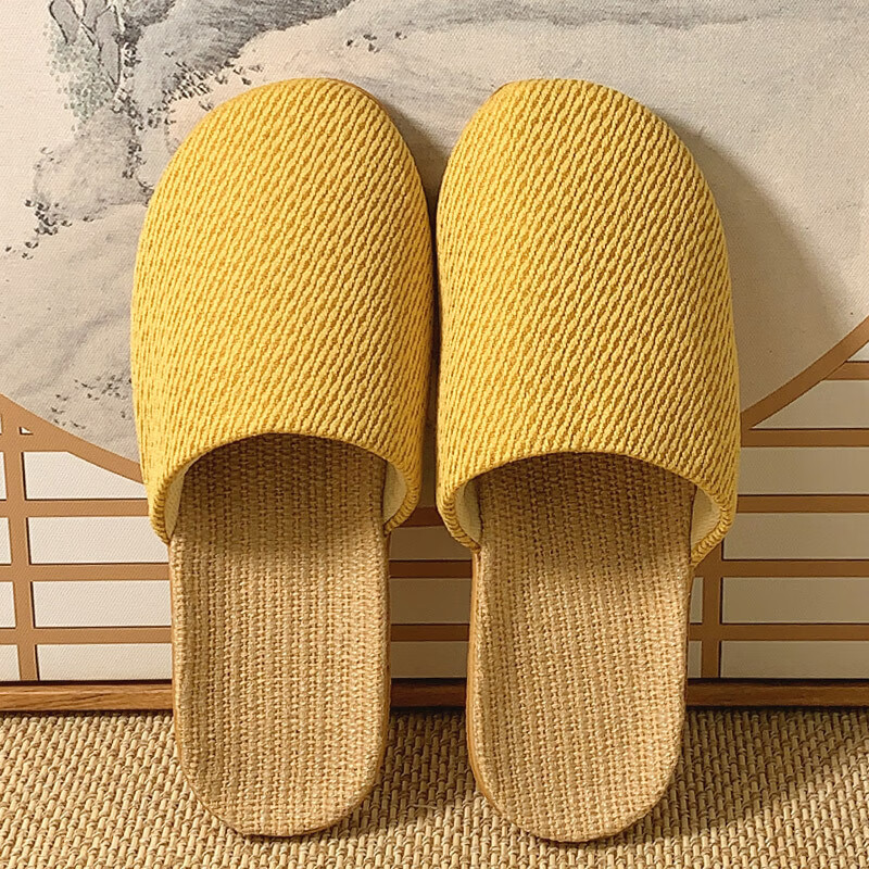FOOTOPPO Baotou Linen Japanese Style Unisex Slip-On Anti-Slip Summer Indoor Home Slippers