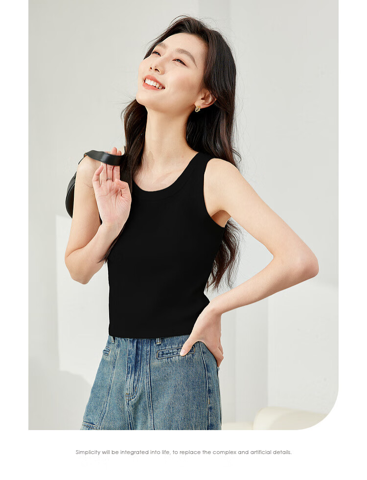 Fansiman White Tank Top Women's Inner Wear 2026 Summer Outerwear Slim Knit Top Apricot L 11