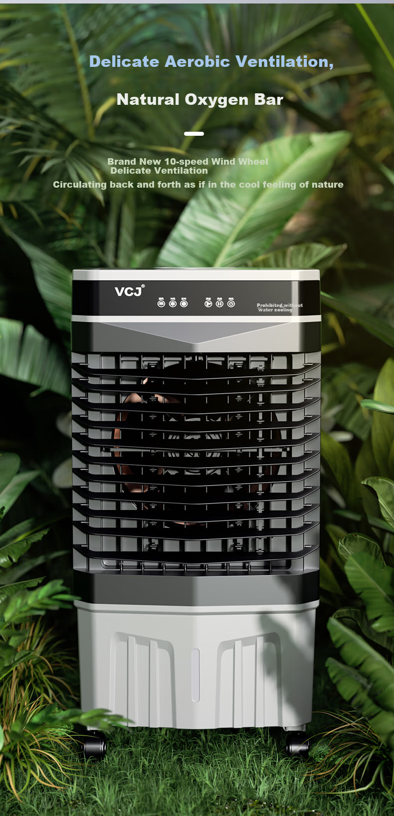 VCJ Powerful Cooling Commercial Evaporative Air Cooler High Airflow Water Cooling Fan Industrial Air Conditioner 40L Touch Control Timer ZHL-5500R 5