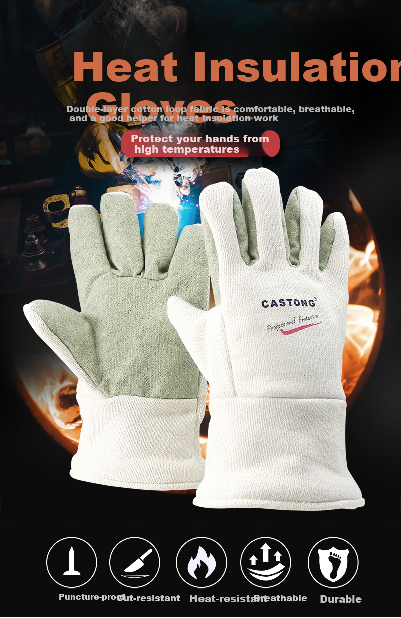 CASTONG GEII15-34 Heat-Resistant Gloves, 400°C Insulation, Anti-Scalding, Labor Protection, Thickened, for Home Use 1