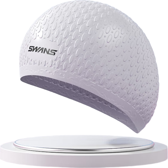 SWANS Swimming Cap for Women And Men, Waterproof Non-Binding Swim Cap with Drip Edge, Long Hair Ear Protection Silicone Swim Cap 116 Gray