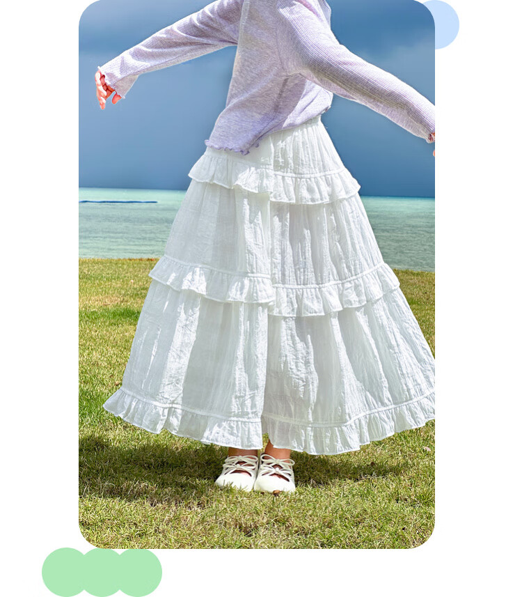 Tutuxiaoxiang Girls' A-Line Skirt, Children's High-Waisted Slimming Skirt, Stylish Puffy Skirt, White, Size 110, Height about 110cm 27