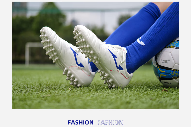 JOMA Kangaroo Leather Soccer Shoes Adult Youth Kids MG Studs Professional Match Football Training Shoes Water Blue/White 38 4
