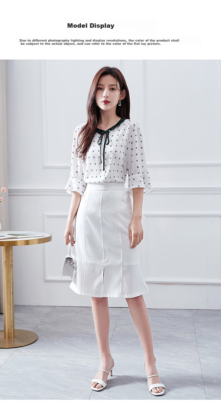 Dme Contrast Color Lace Trim Three-Quarter Sleeve Blouse Fashion Design Versatile Casual Shirt for Women, Off-White, Size S 6