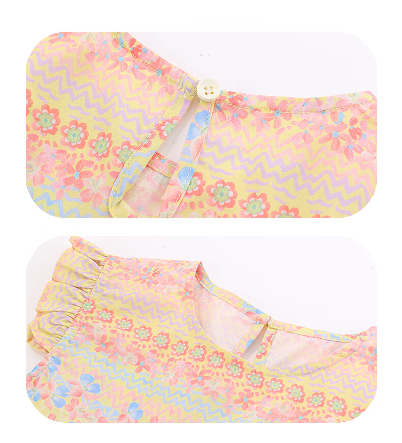 Hello Kitty Girls' Summer Dress, Stylish Children's Cotton Dress, Loose Floral Print for Older Girls, GG010 Yellow Orange, Size 170 10