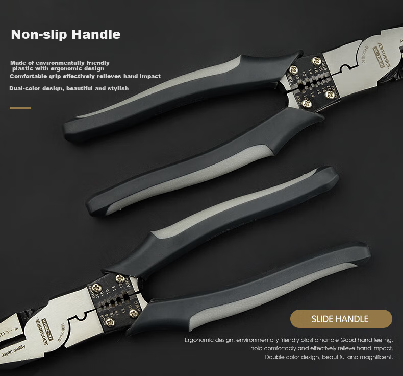 JERXUN Multifunctional 8-Inch Wire Pliers, Tiger Pliers, Electrician's Pliers, Labor-Saving Flat-Nose Pliers, Wire Stripping Pliers, Wire Cutting Pliers, And Wire Stripping Pliers 10