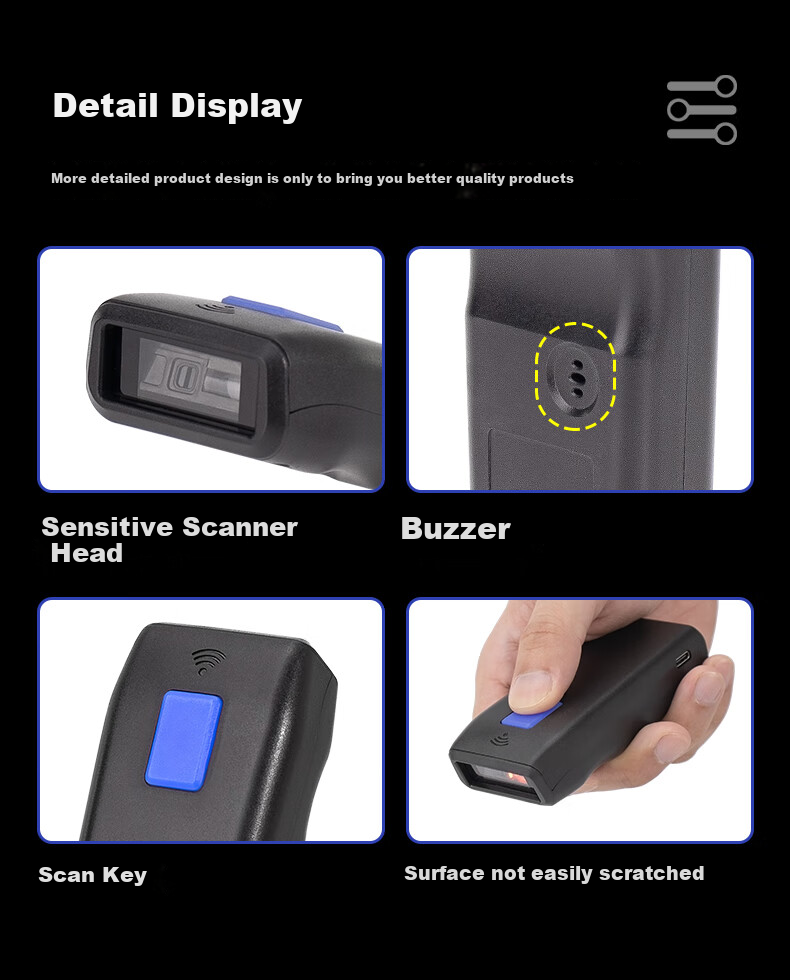 NETUM Xunlei Wireless One-Dimensional Bluetooth Scanner Gun Portable Barcode Scanner Warehouse Inbound/Outbound Inventory Barcode Machine Inventory Scanner Barcode NT-2100 (Black) 9