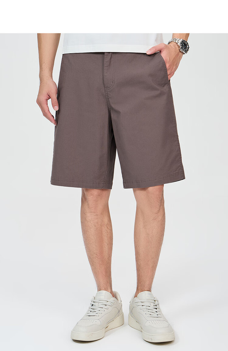 DANCING WOLVES [Comfort Stretch Cotton and Spandex] Summer Workwear Trendy Loose Breathable Versatile Casual Men's Shorts 314 Red Brown 34 11
