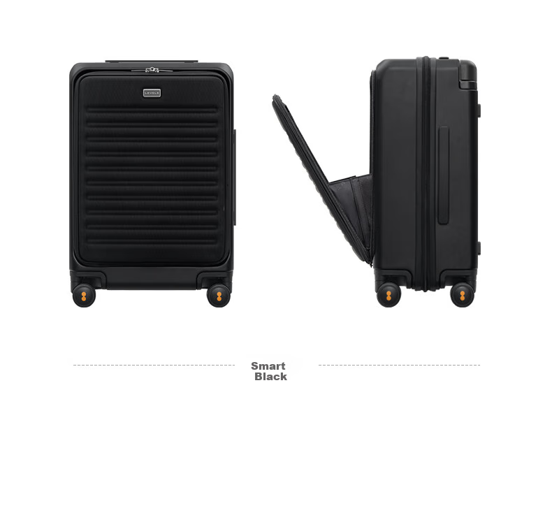 LEVEL8 Suitcase Travel Luggage for Men And Women, Business Carry-On with Front Opening, Wide Handle, Creator Series in Gray 49