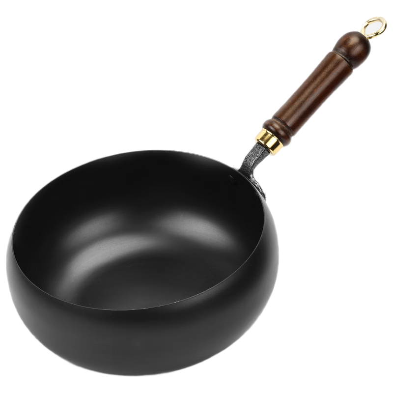 Jincun, Zhangqiu Large Belly Pot, Wok, Iron Pot, Non-Coated Frying Pan, Flat Bottom Stew Pot, Forged Fine Iron, Pre-Seasoned, 26cm