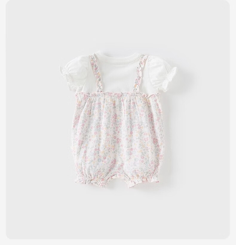 DAVE & BELLA Newborn Romper Summer Outfit, New Baby Girl Thin Cotton Floral Knit Onesie 9