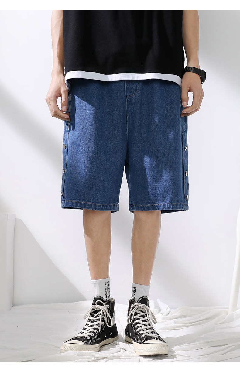 Jeanswest Men's Outdoor Sports Shorts Casual Mid-Length Summer Loose Comfortable Simple Versatile Five-Point Denim Pants Father's Day Gift 12